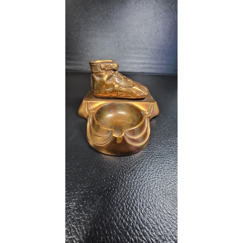Vintage 1953 Copper Bronze‎ Baby Shoe Ashtray Trinket BABY Cigar Gift Stunning